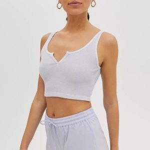 Aritzia TNA cropped white thermal tank top